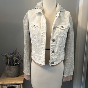 American Eagle White/Gray Jean Hooded Jacket XS